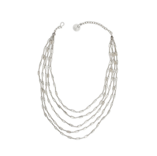 Five-Strand Silver Statement Necklace