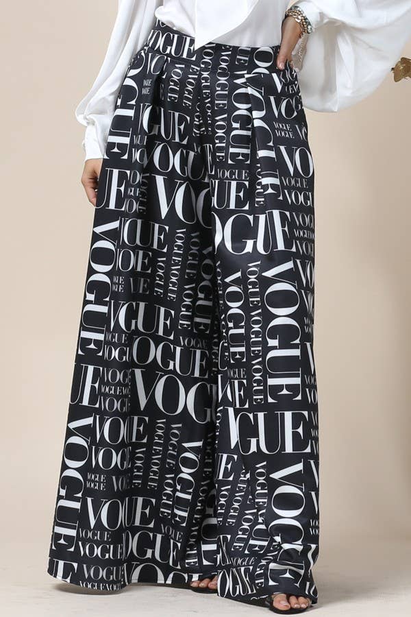 Vogue Print Wide Leg Palazzo Pants