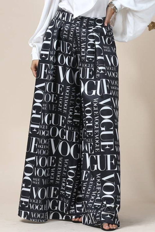 Vogue Print Wide Leg Palazzo Pants