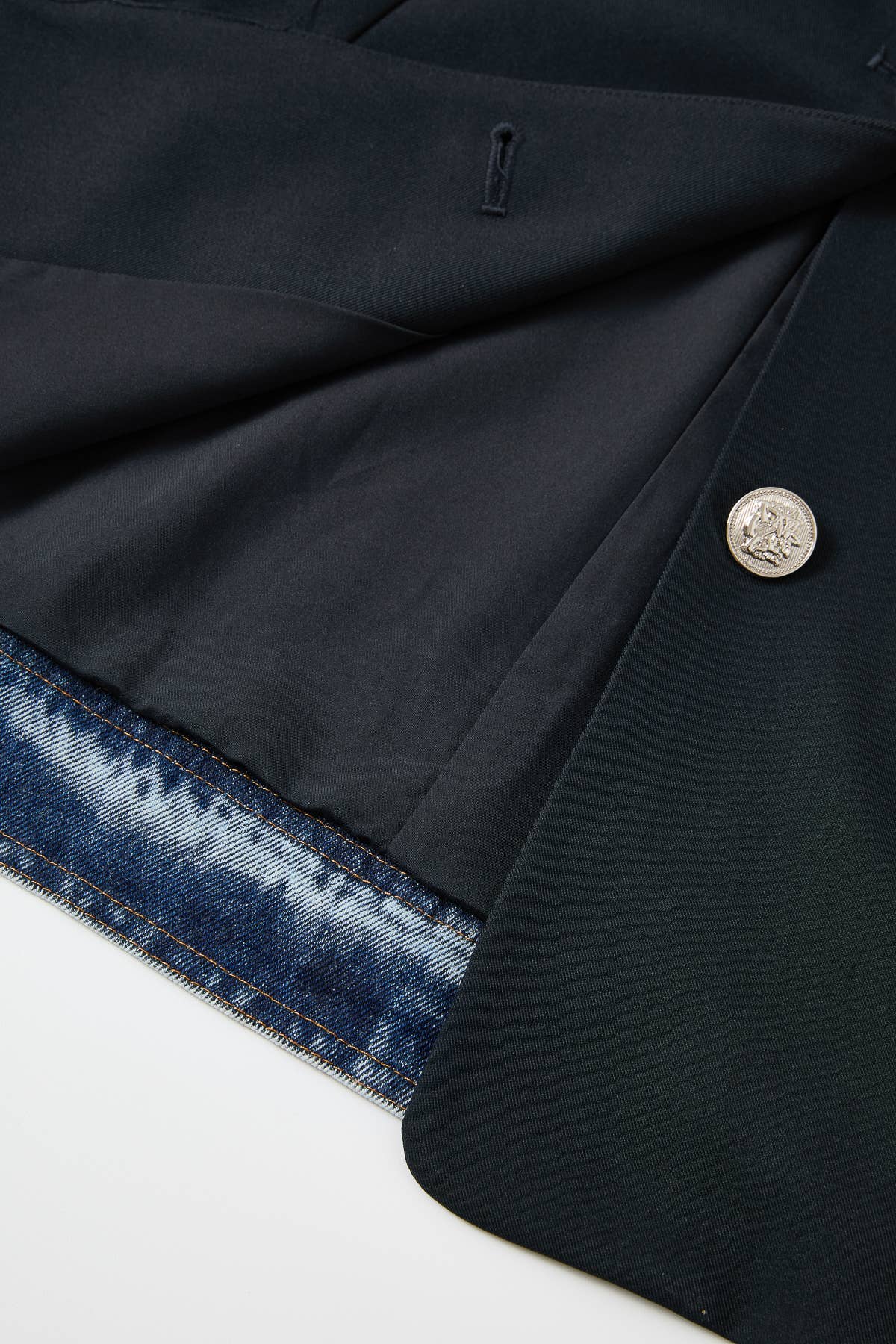 Denim Detail Mix Media Blazer