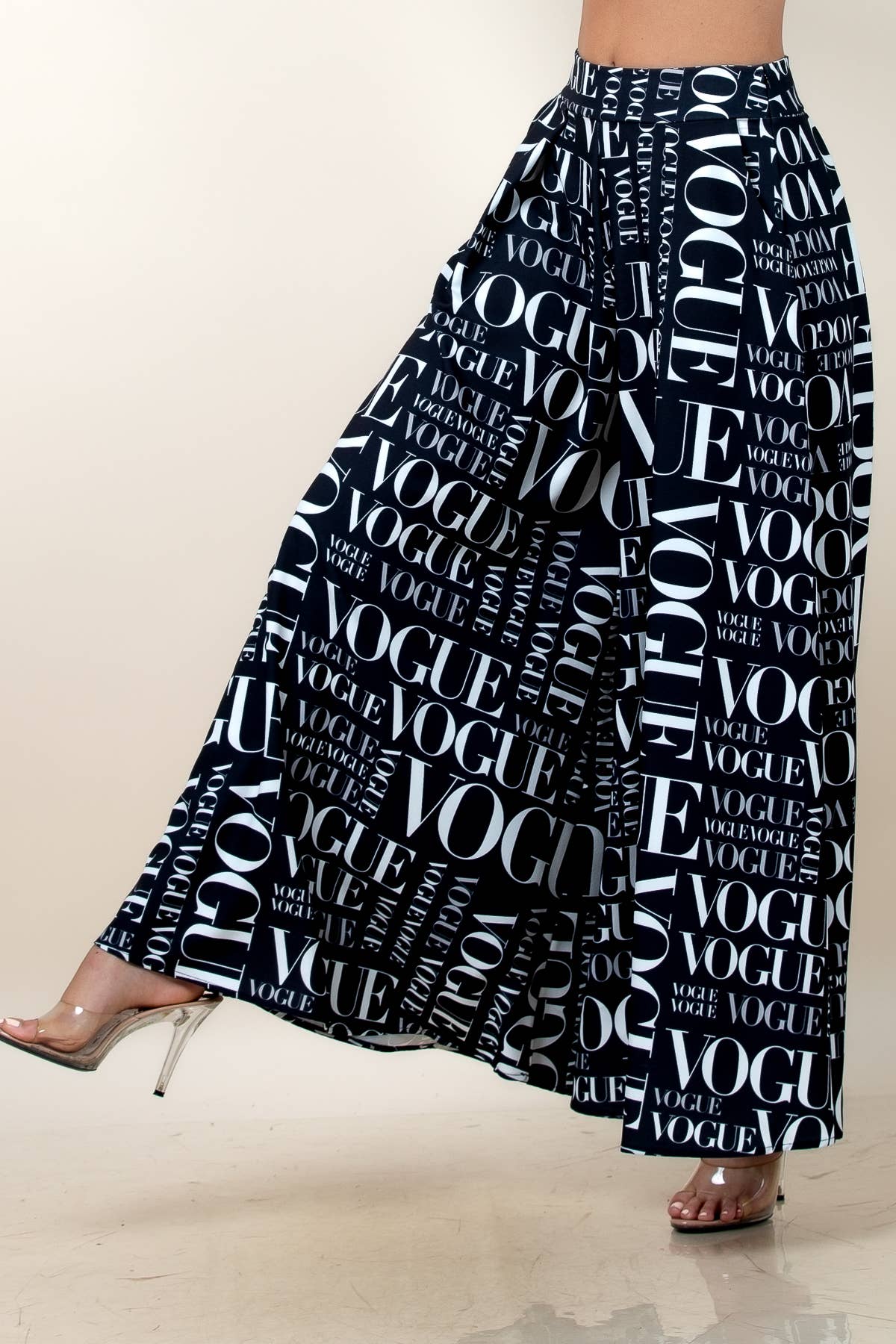 Vogue Print Wide Leg Palazzo Pants