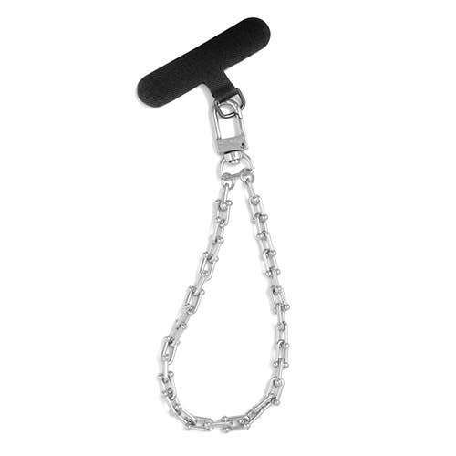 14K Gold-Plated Phone Wristlet: Silver Cuban Link