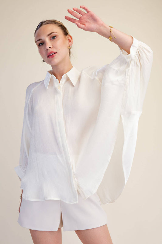 Metallic Statement Button-Down Blouse | B'Jeweled Jewelry & Accessories