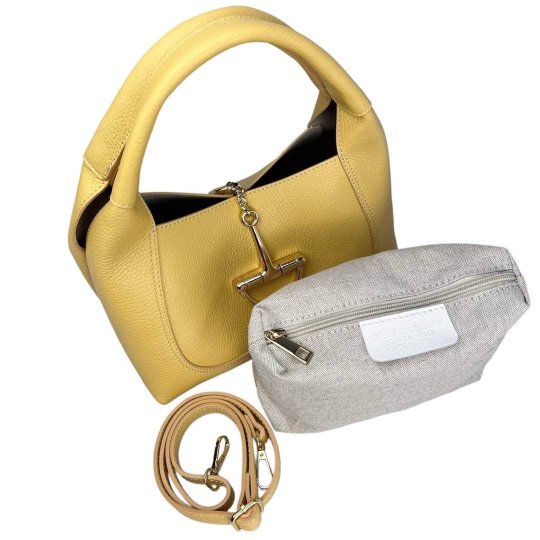 Structured Top Handle Leather Bag – Off-White (Made in Italy)