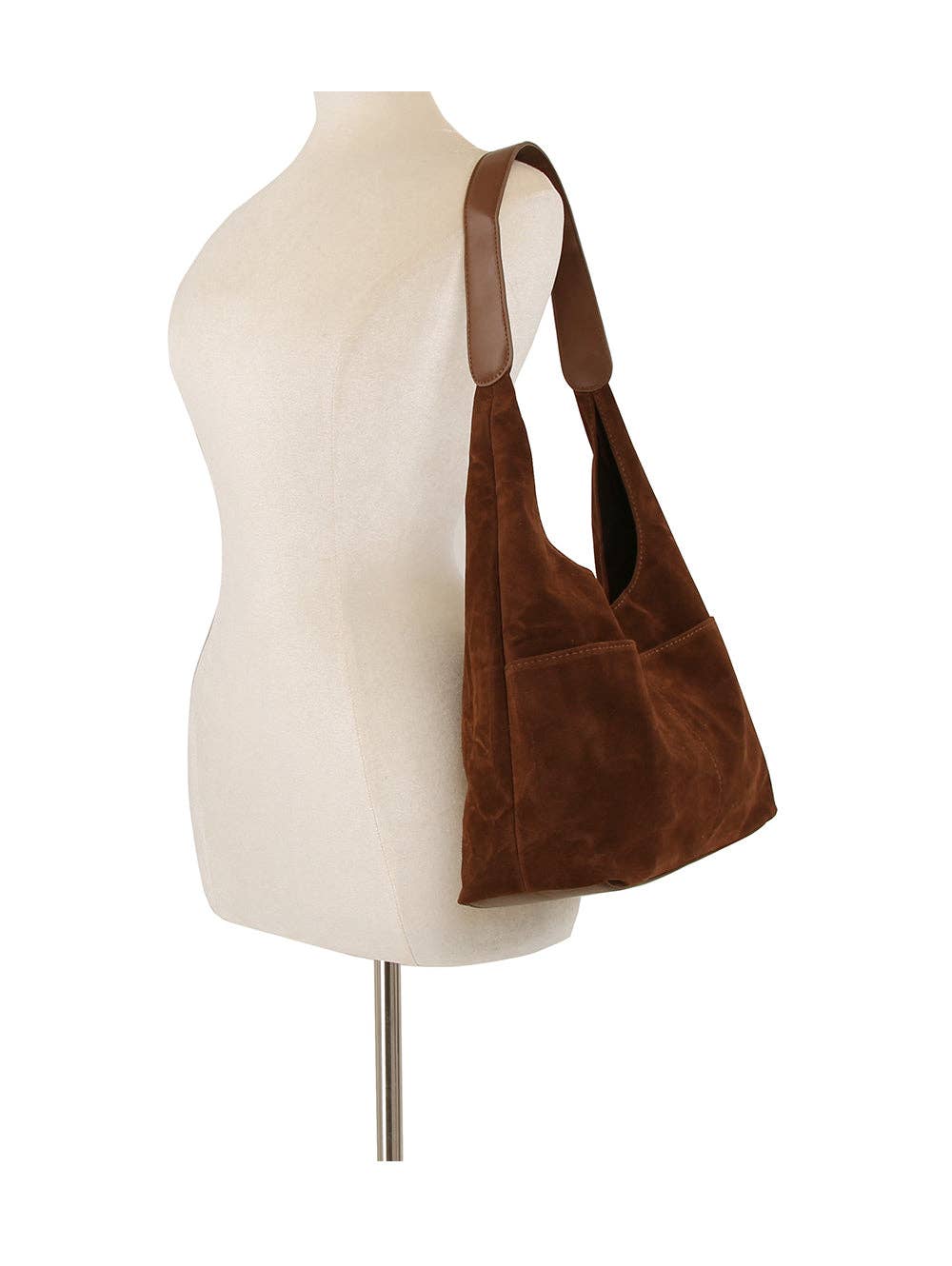 2 in 1 Suede Shoulder Bag: Wine