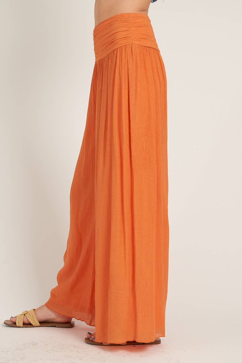 High-Waisted Shirred Wide Leg Pants | Effortless Chic Style