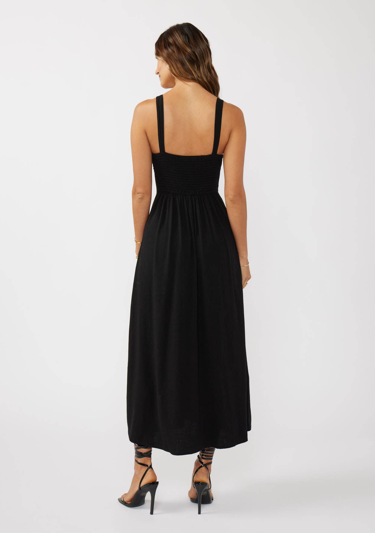 V-Neck Ruched Button Down Maxi Dress: Tomato