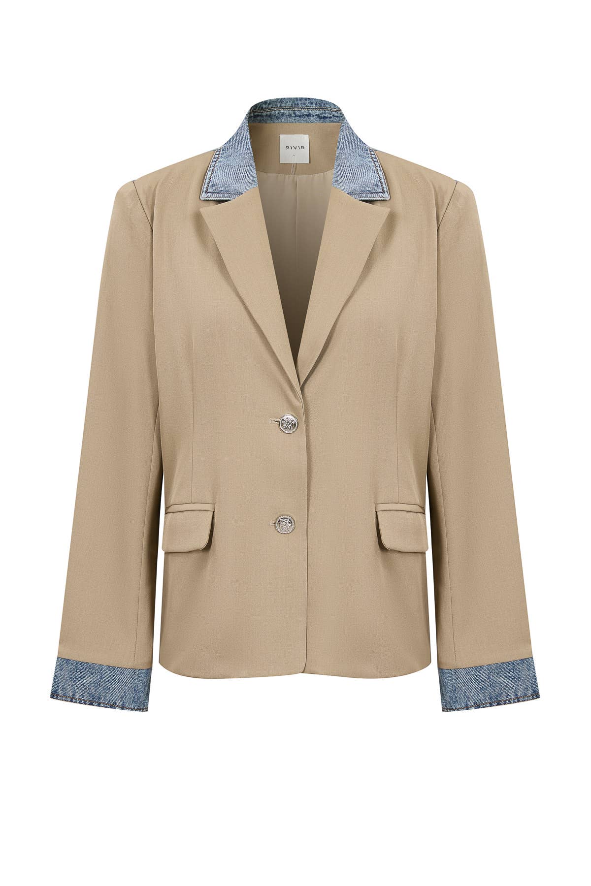 Denim Detail Mix Media Blazer
