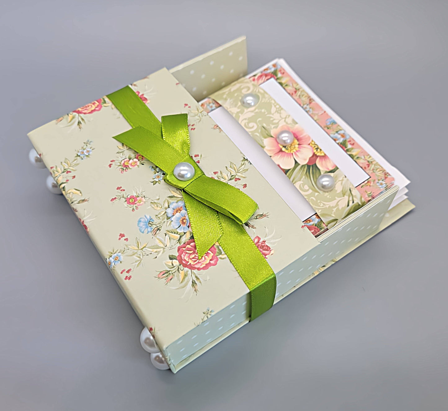 42-Pc Stationery Gift Box Set w/Desk Organizer, Sage & Coral
