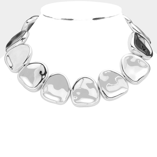 Metal Peeble Link Necklace