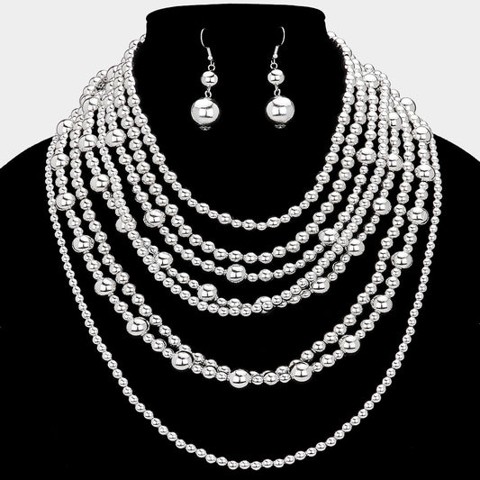 Multi-Layered Pearl Necklace Set