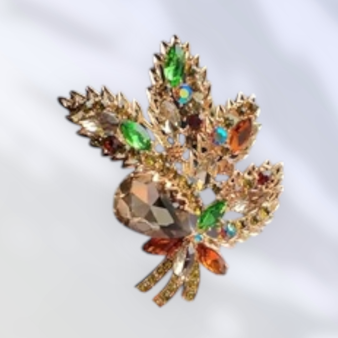 Autumn Elegance Multicolor Leaf Brooch