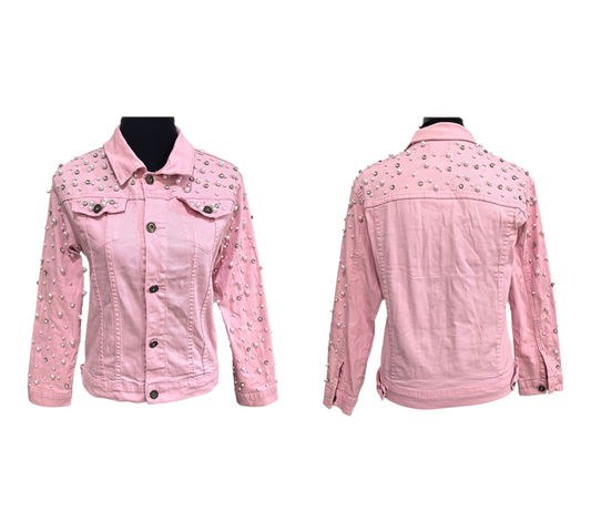 Pink Studded Denim Jacket (S/M)