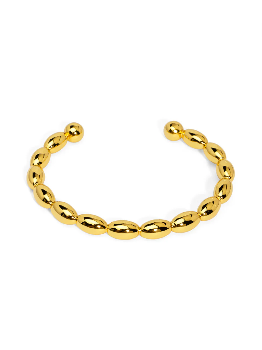Gold Oval Bead Cuff Bracelet