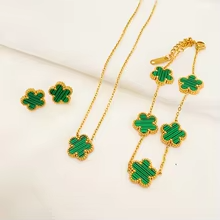 Clover Charm  Stainless Steel Jewelry Set