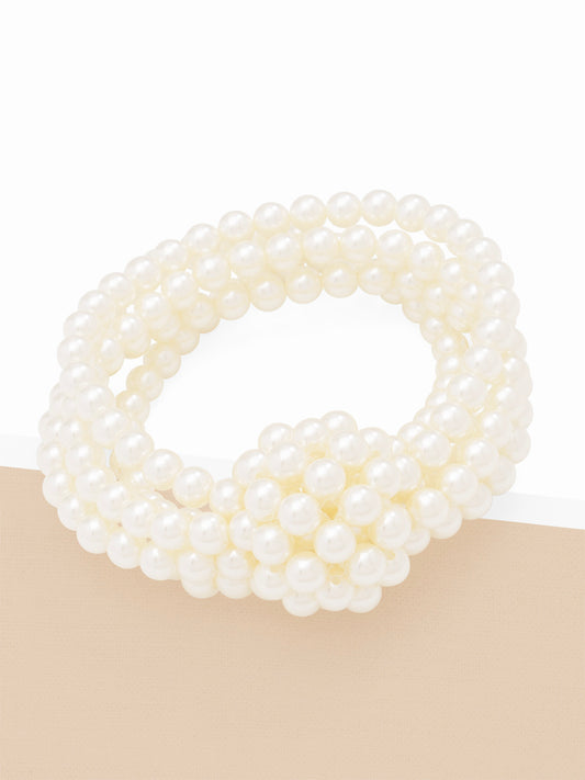 Lustrous Knotted Pearl Bracelet