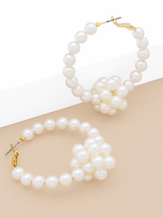 Pearl Beaded Hoop Earrings