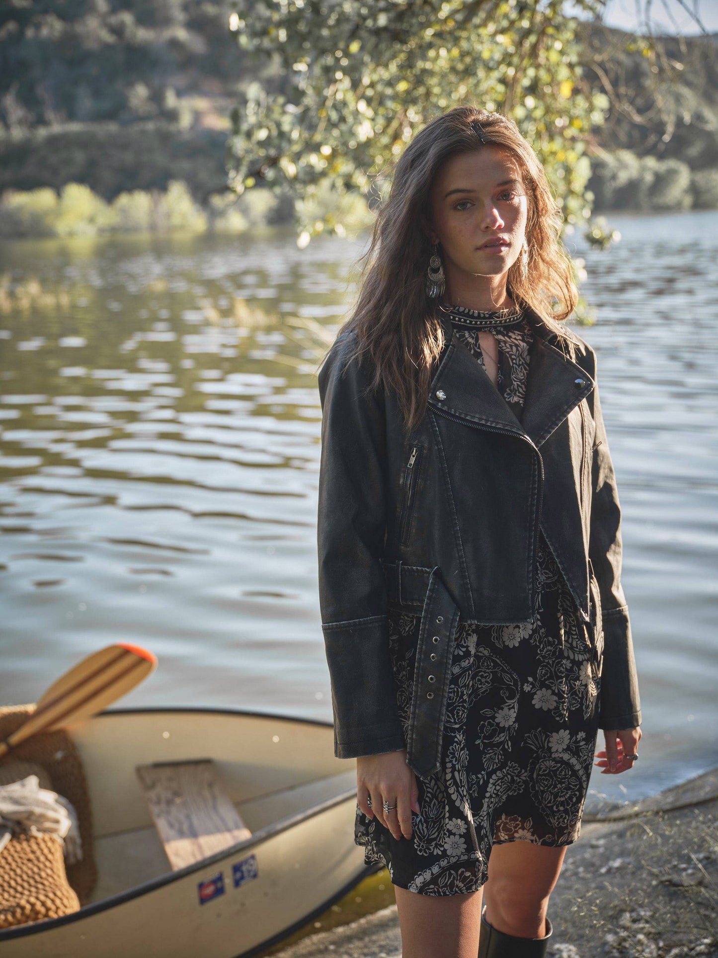 Washed Leather Moto Jacket: WASHED BLACK / S
