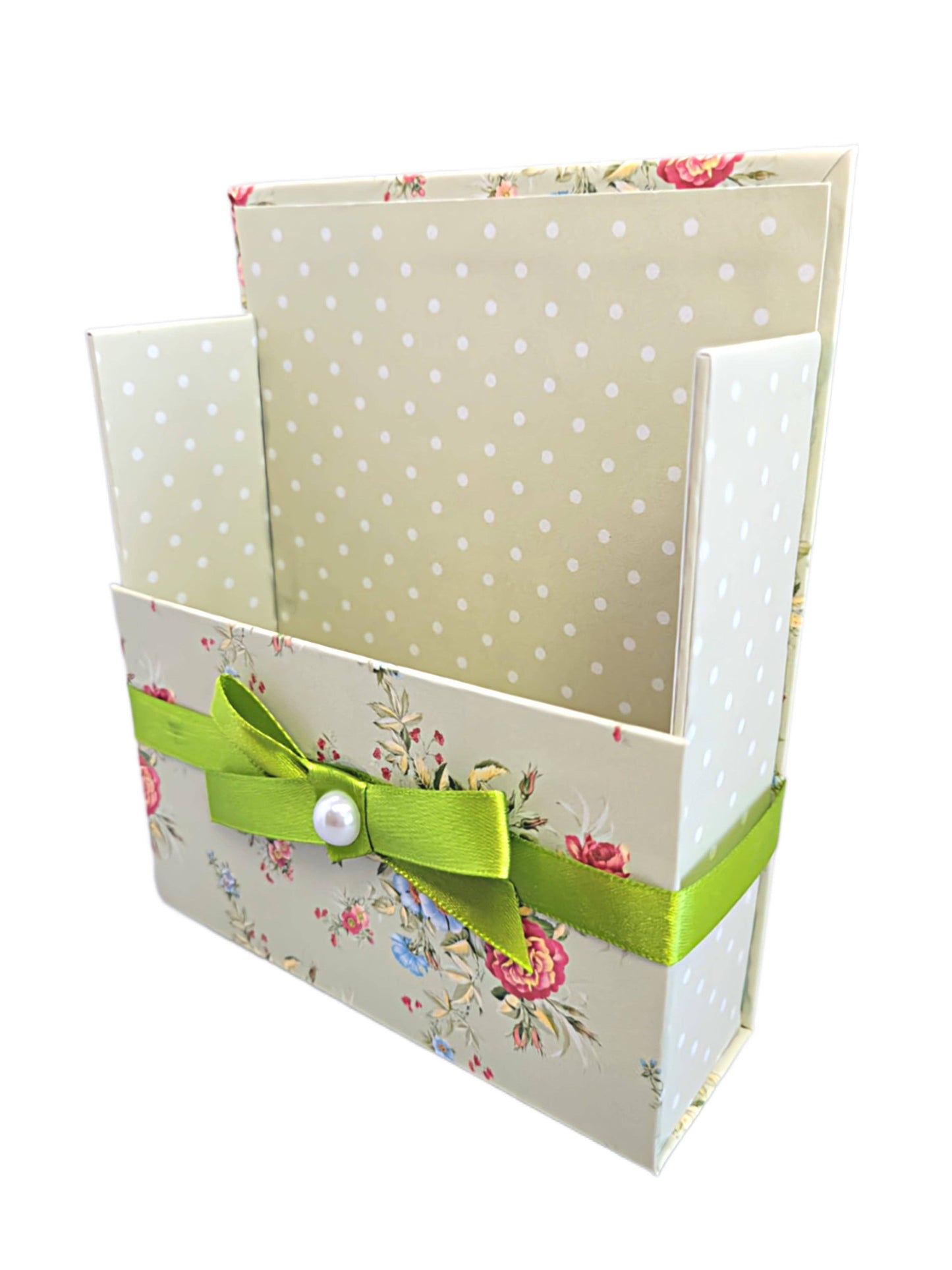 42-Pc Stationery Gift Box Set w/Desk Organizer, Sage & Coral