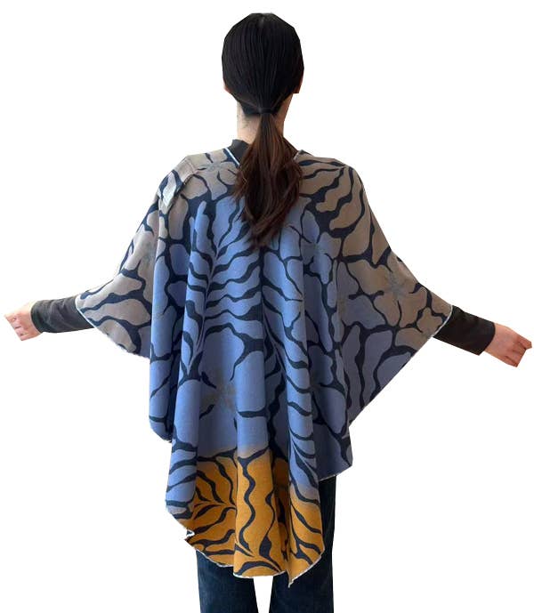 Blue / Camel Marsh Fern Reversible Loop Wrap