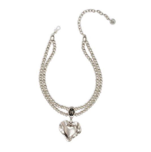 Handmade Pewter & Swarovski Crystal Heart Necklace