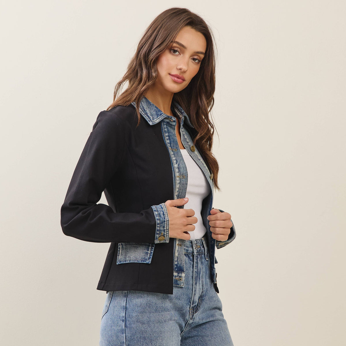 Denim Trim Blazer