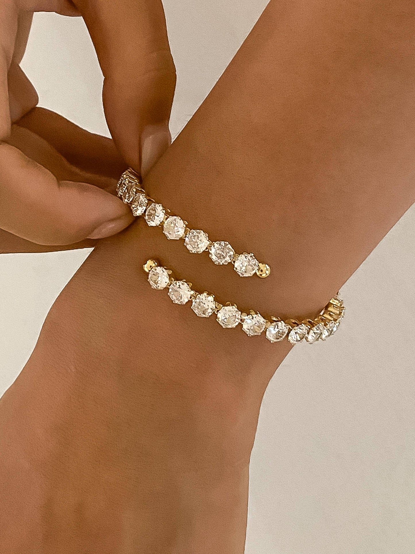 18K Gold Non-Tarnish CZ Glam Bracelet
