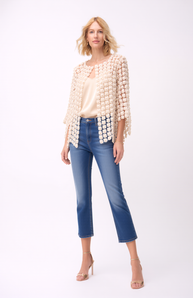 Pearl Embellished Lace Coverup | Ivory Statement Layer