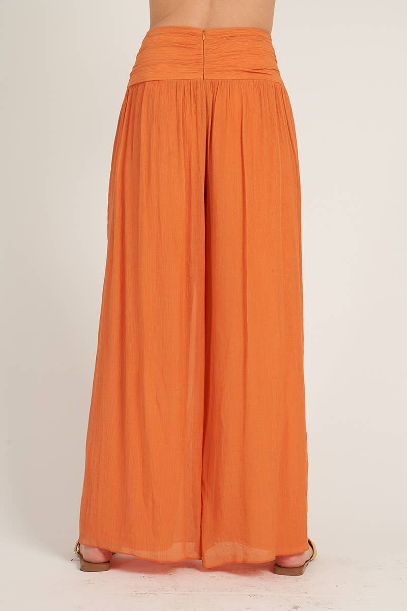 High-Waisted Shirred Wide Leg Pants | Effortless Chic Style