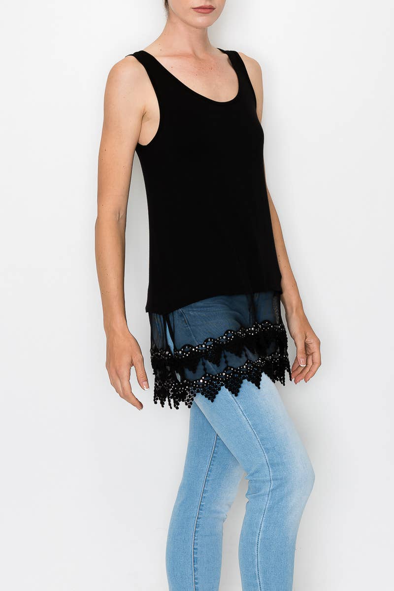 Ultra-soft Blinged Hem Tank Top