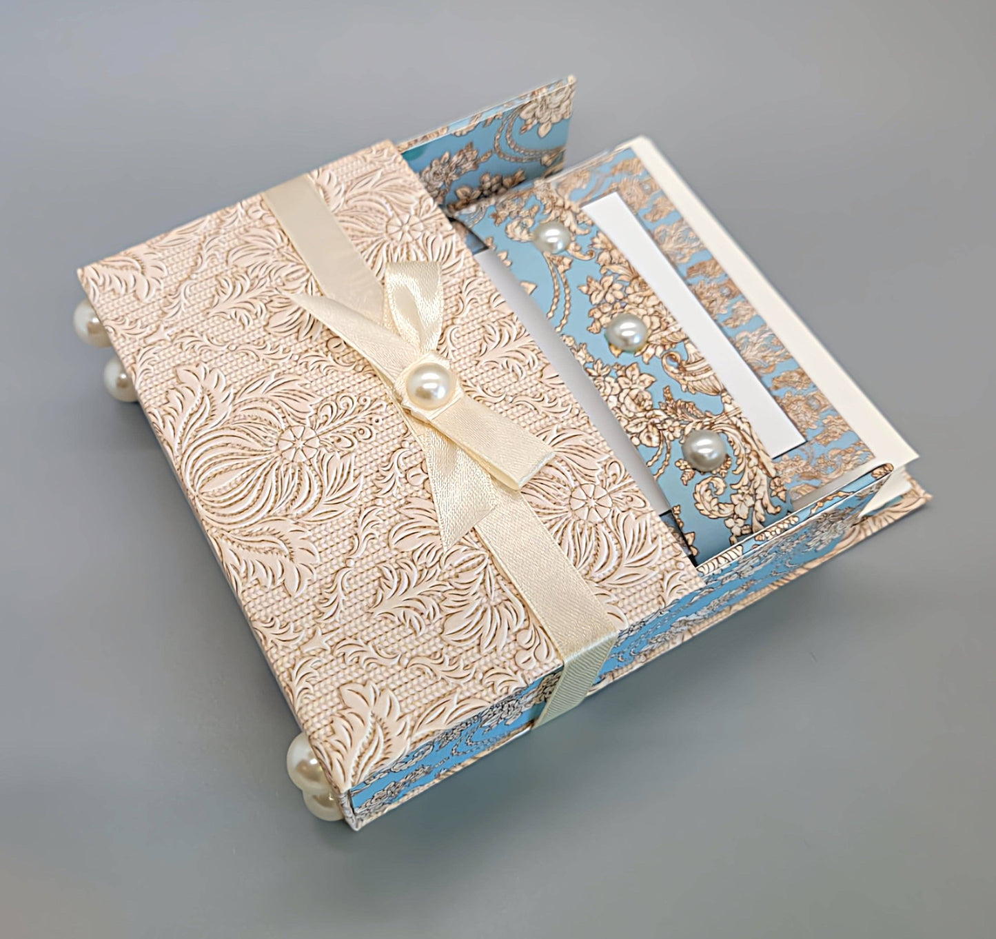 42-Pc Stationery Gift Box Set w/Desk Organizer, Blue & Ivory