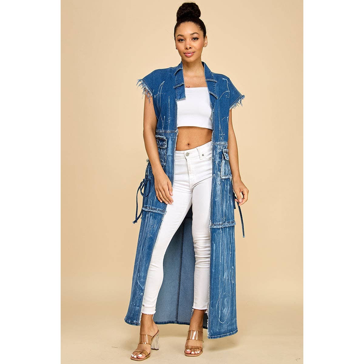 URBAN STREAK LONGLINE VEST

: BLUE DENIM / S-M-L(1-1-1)