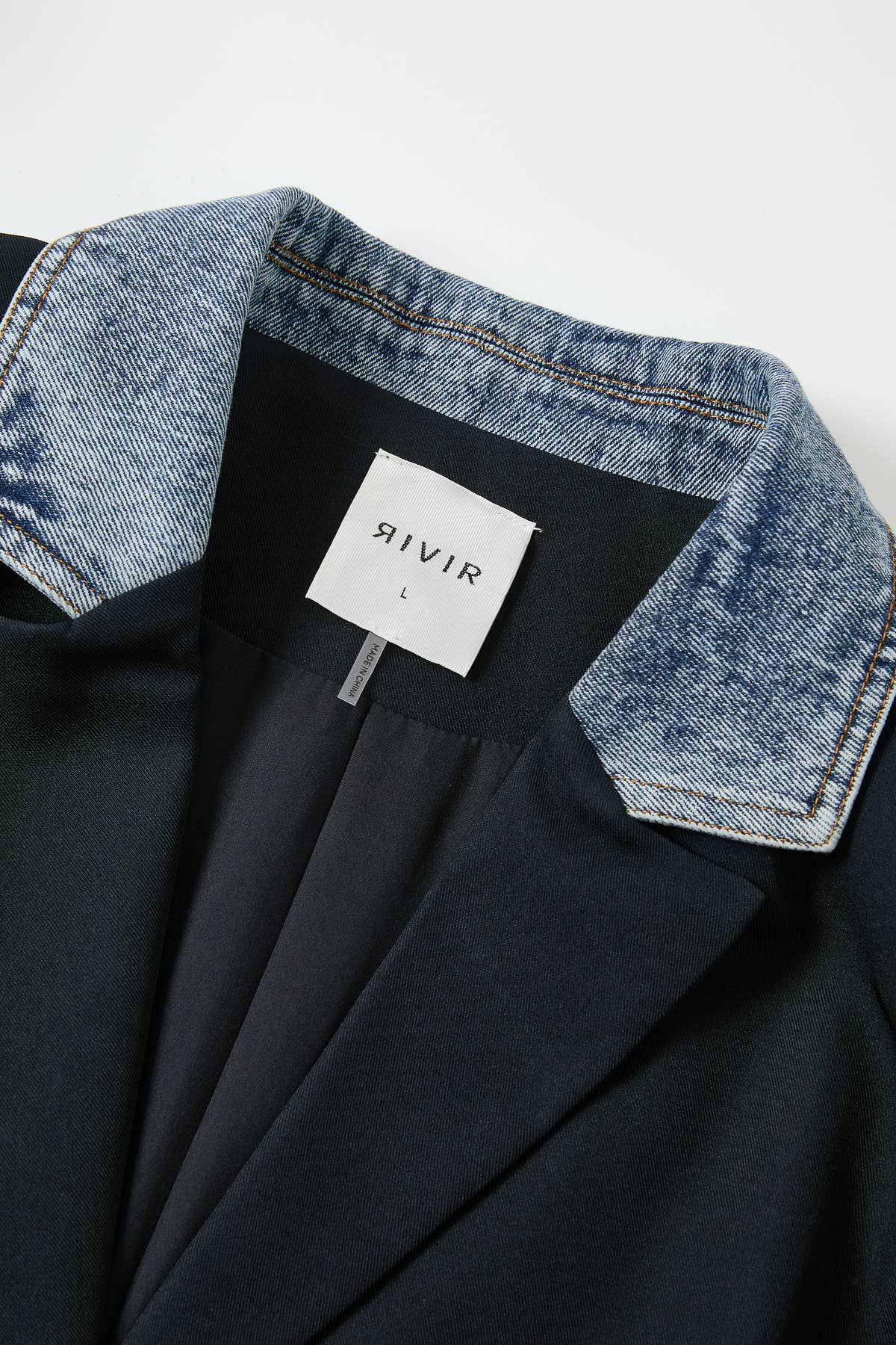 Denim Detail Mix Media Blazer