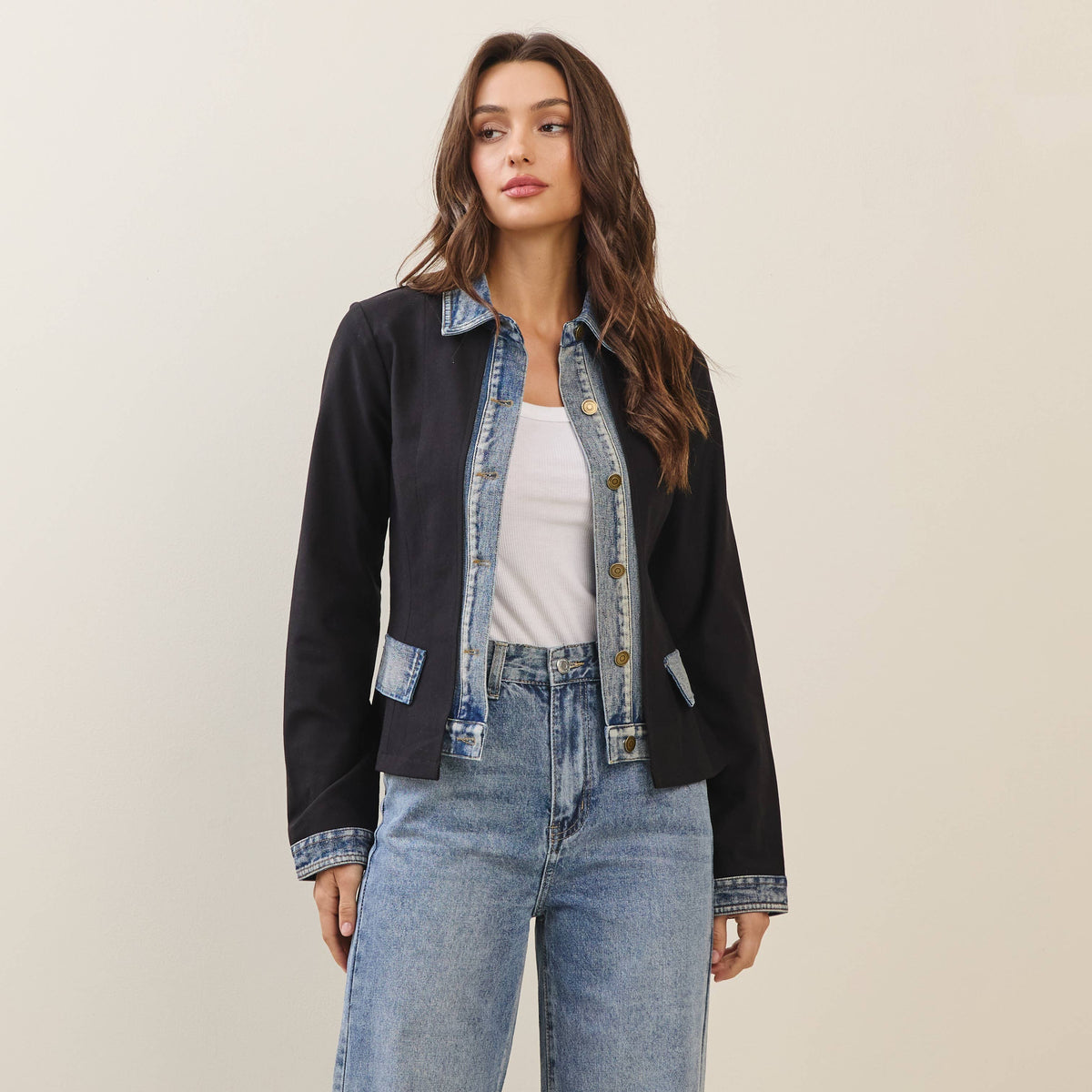 Denim Trim Blazer