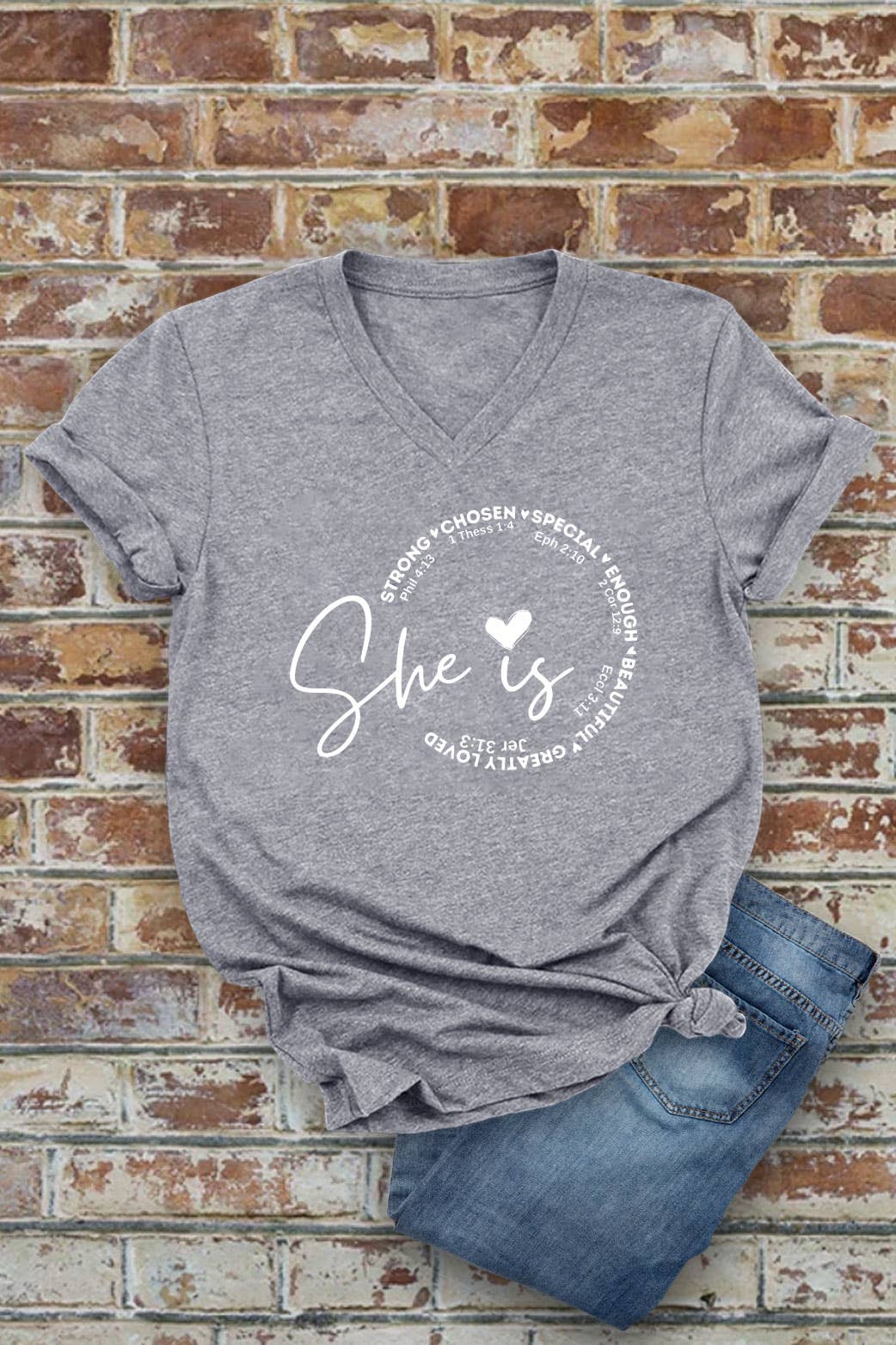 She Is Strong Chosen Special, Unisex V-Neck T-Shirt: Red