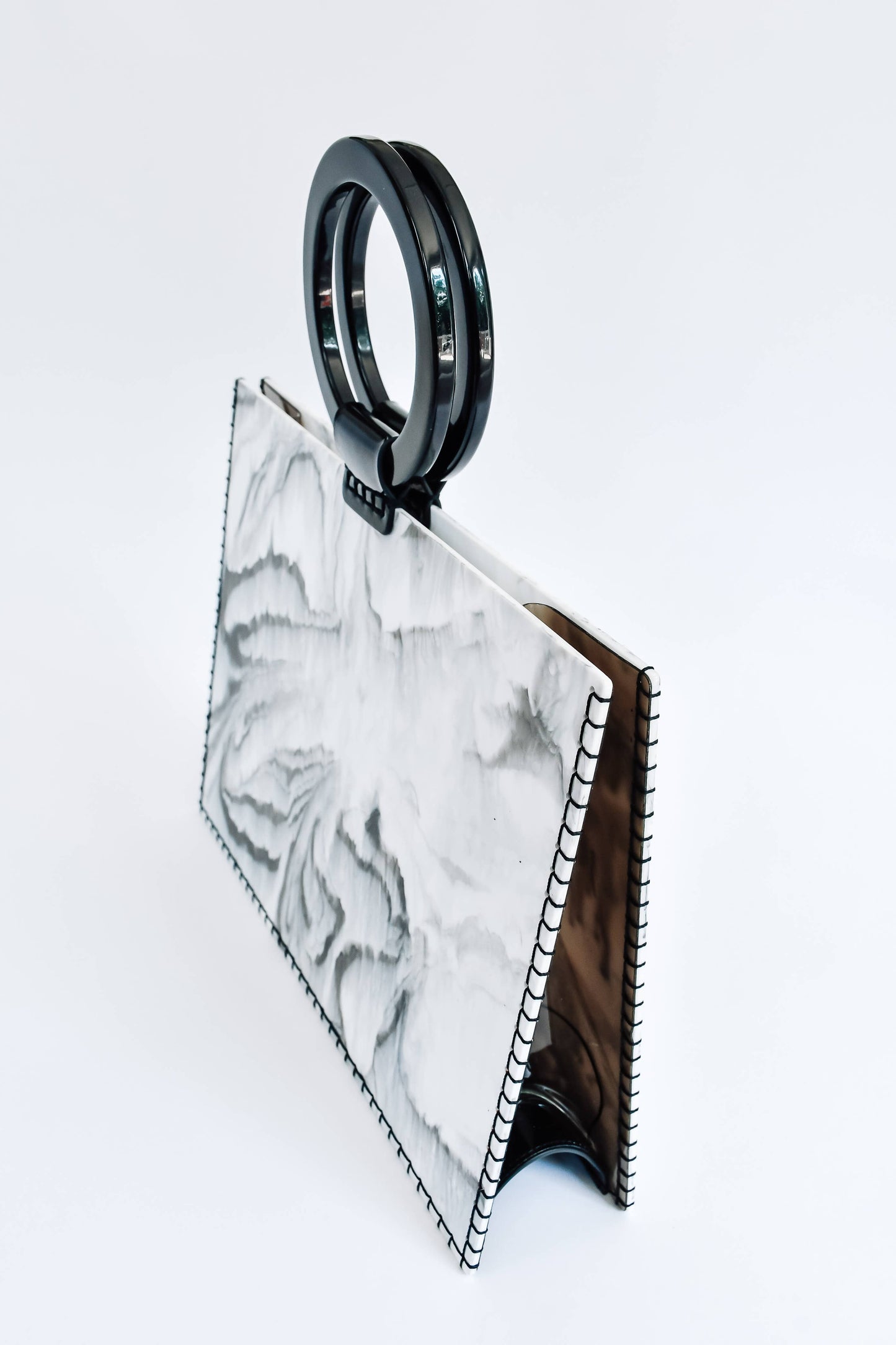 White and Black Cloudy Swirl Clutch Bag