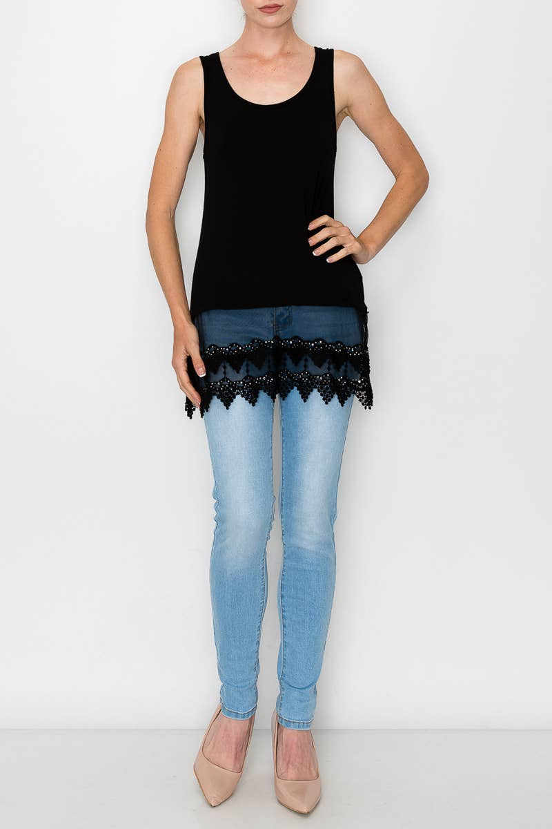 Ultra-soft Blinged Hem Tank Top