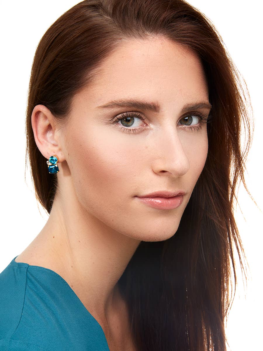 Colorful Rectangle Crystal Earrings