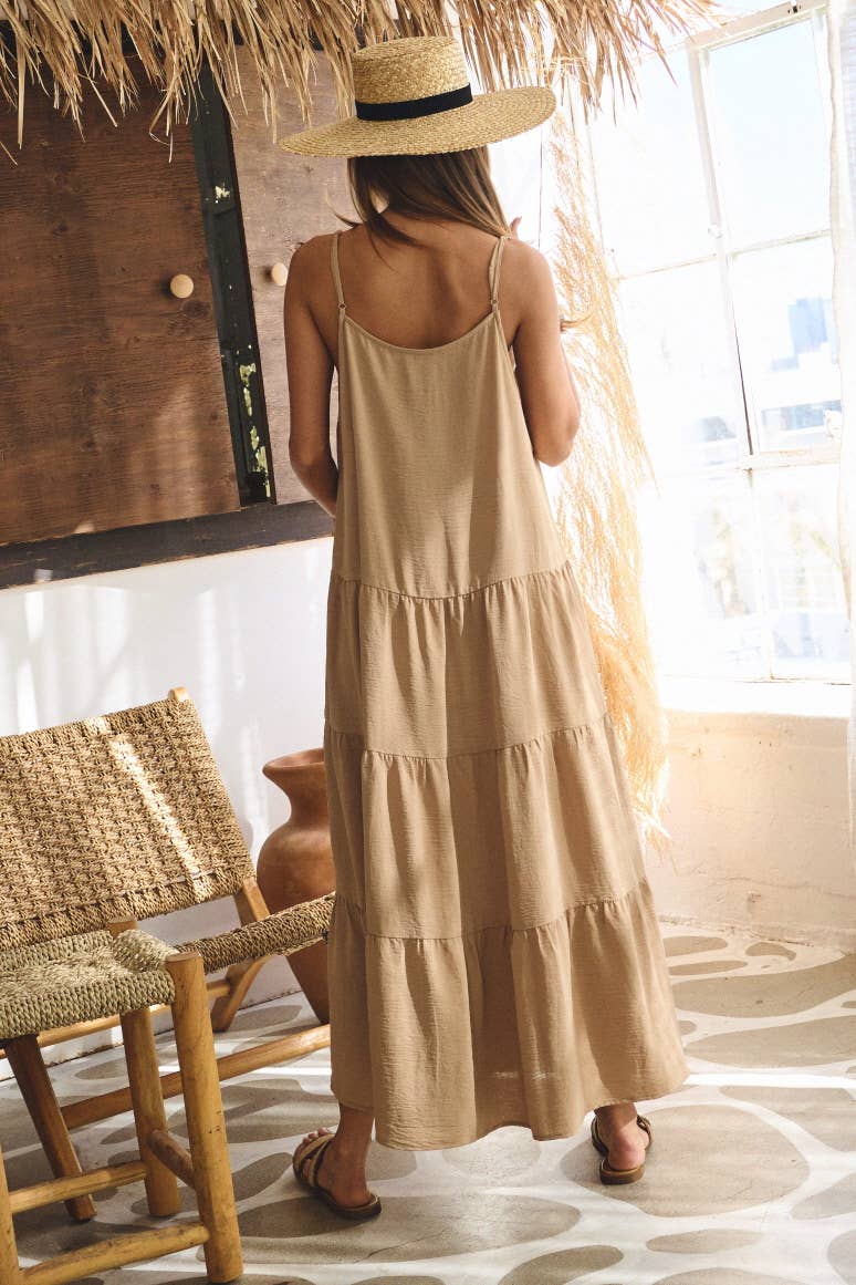 Tiered Pintuck Cami Maxi Dress | Women's Summer Dress | B'Jeweled Jewelry & Accessories