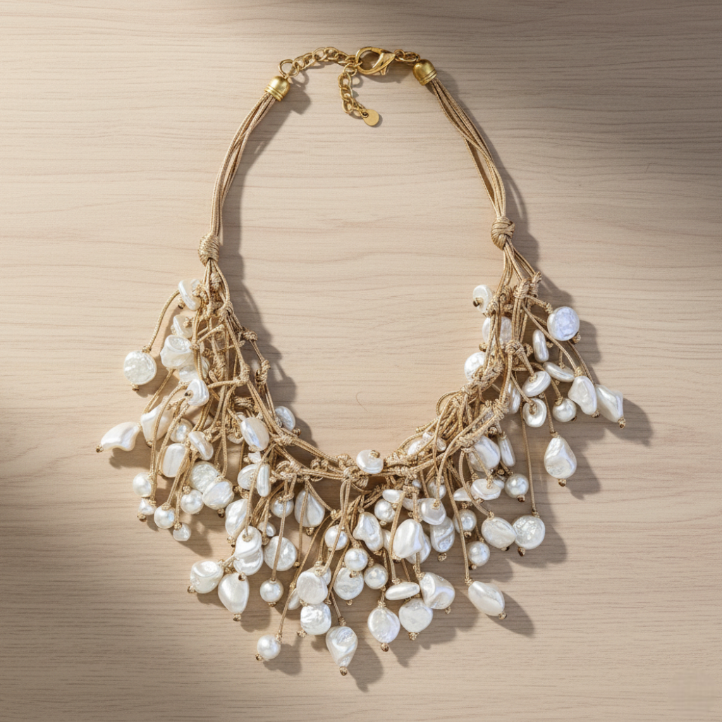 Coastal Knotted Pearl Necklace | Handmade Statement Jewelry