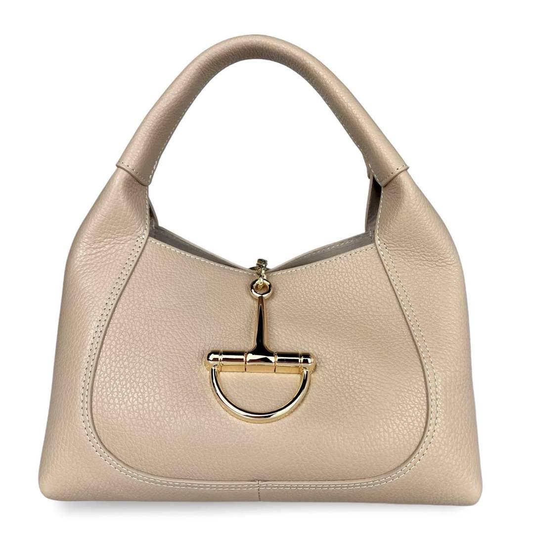 Structured Top Handle Leather Bag – Off-White (Made in Italy)