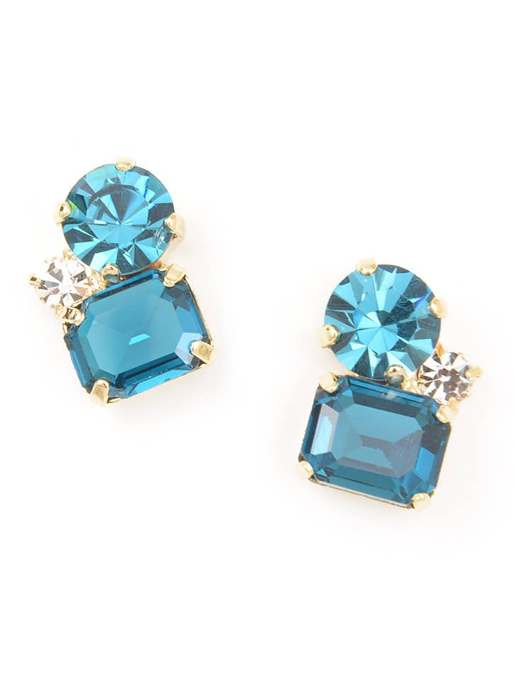 Colorful Rectangle Crystal Earrings