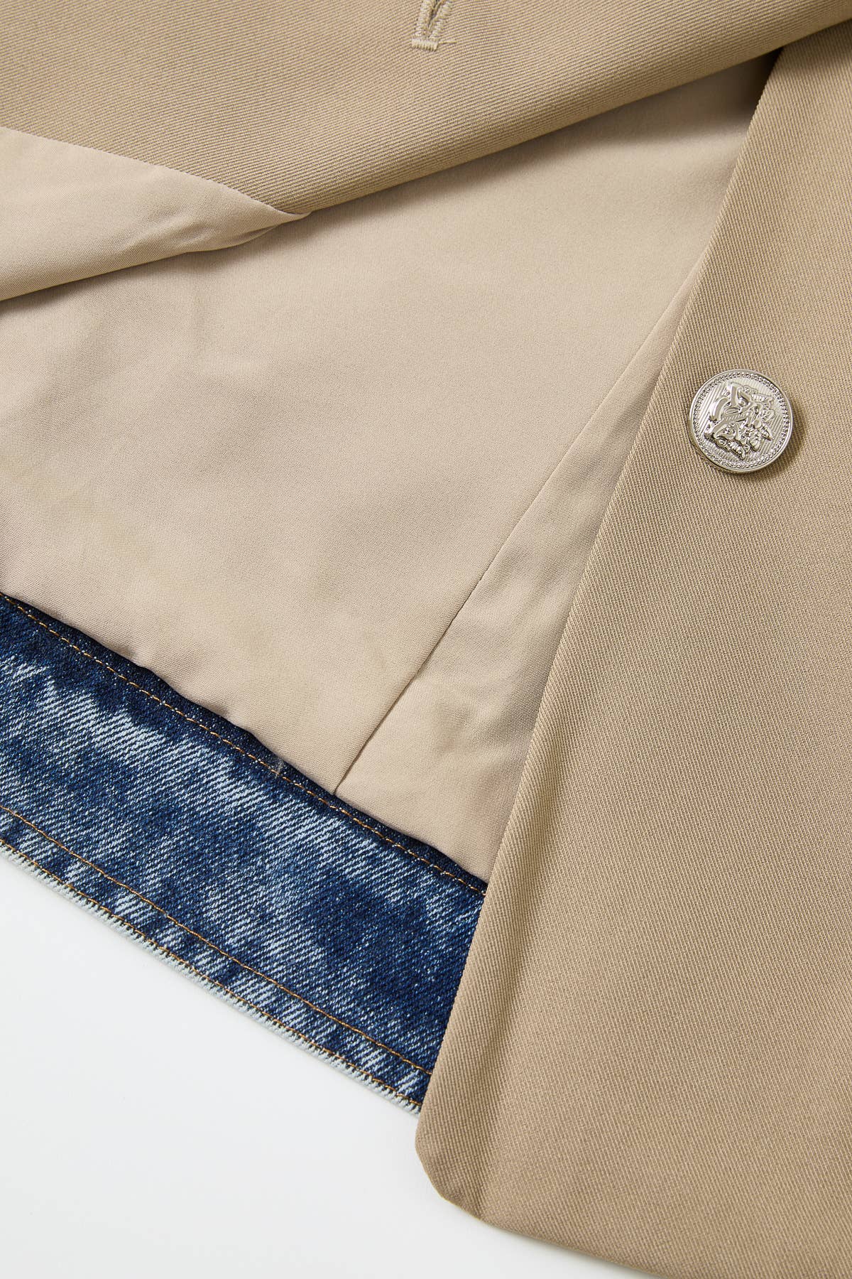 Denim Detail Mix Media Blazer