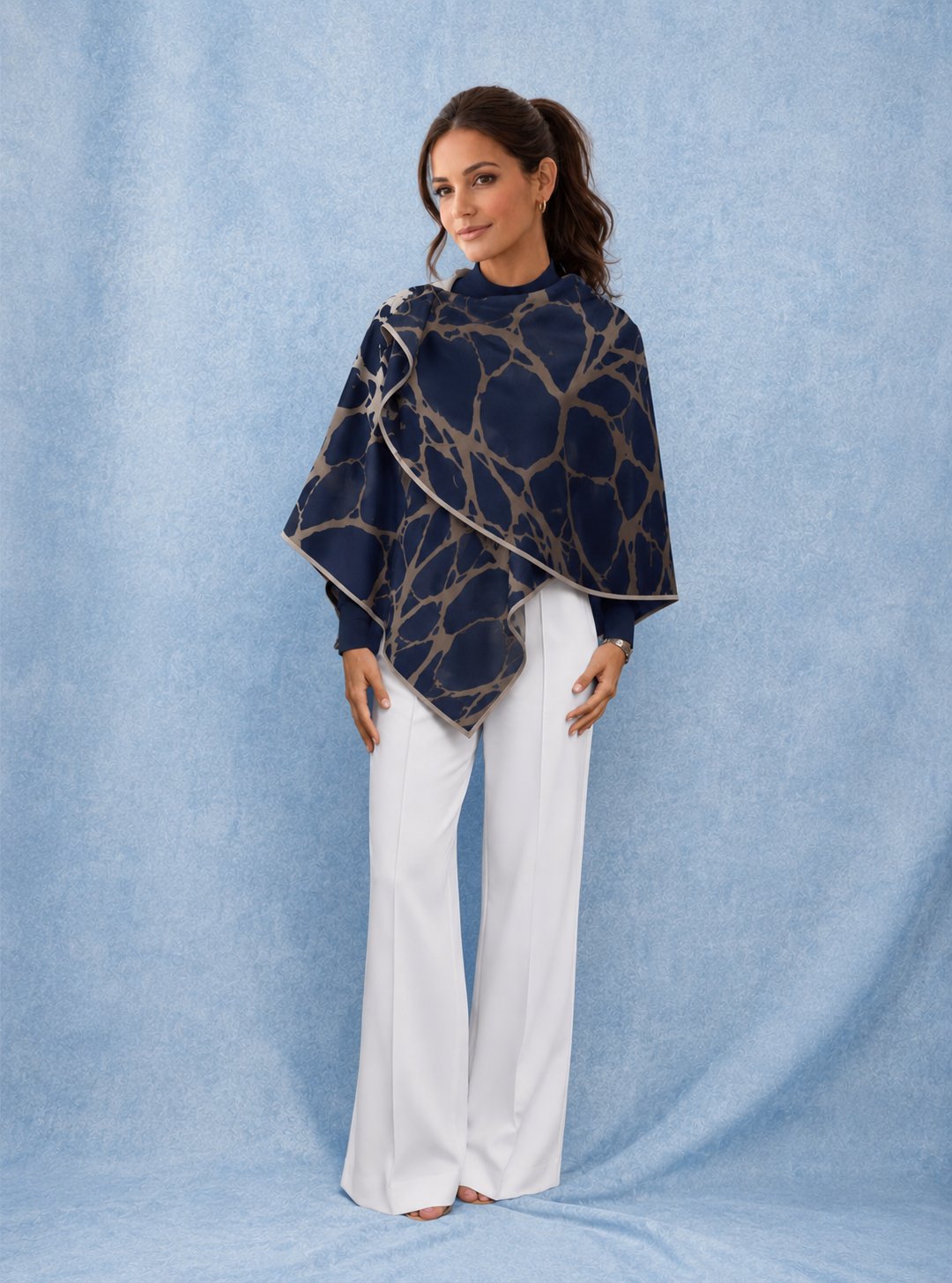 Blue / Camel Marsh Fern Reversible Loop Wrap