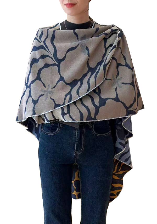 Blue / Camel Marsh Fern Reversible Loop Wrap