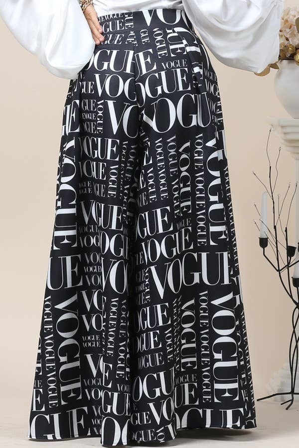 Vogue Print Wide Leg Palazzo Pants