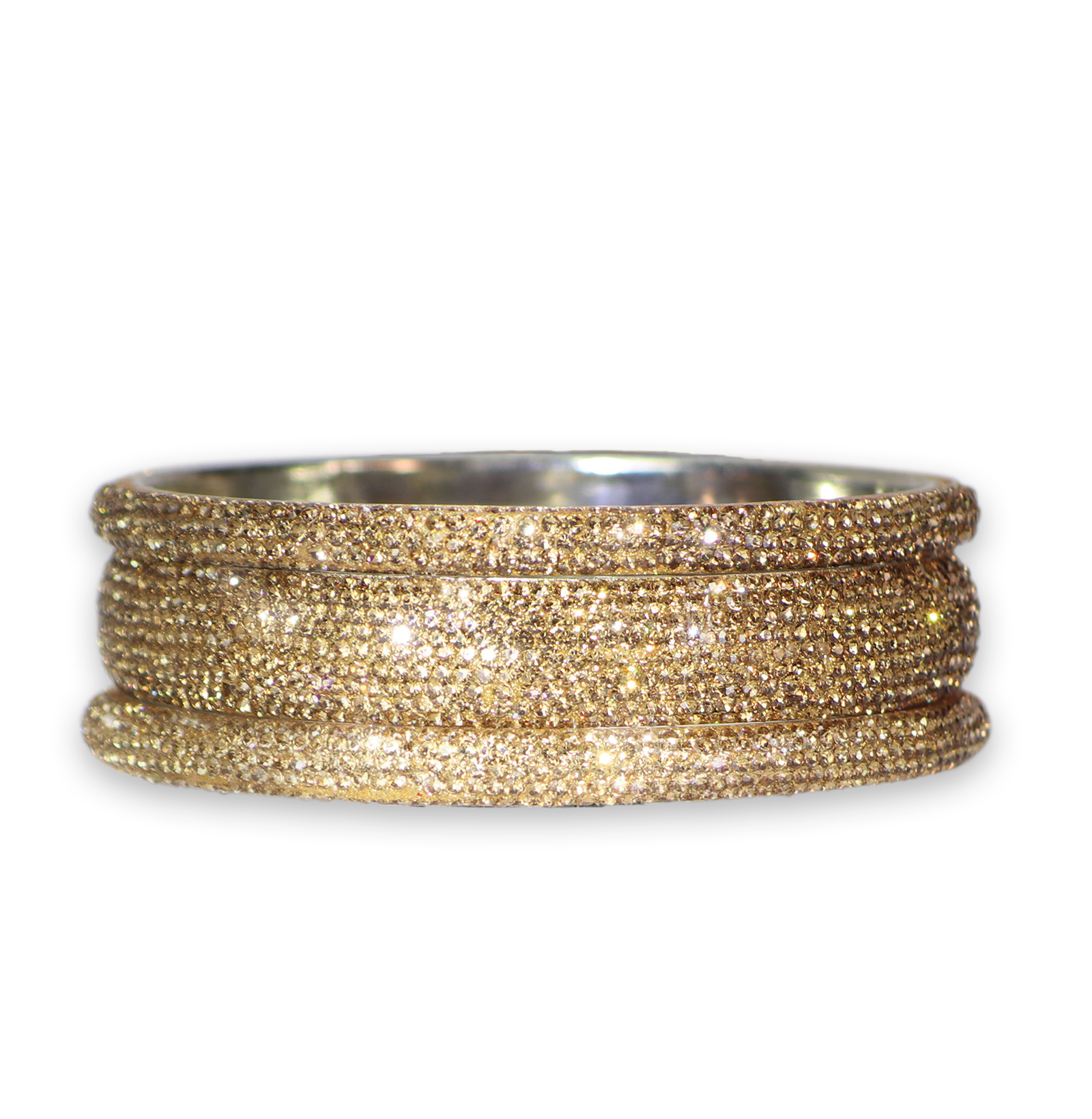 Gold bangle on a white background