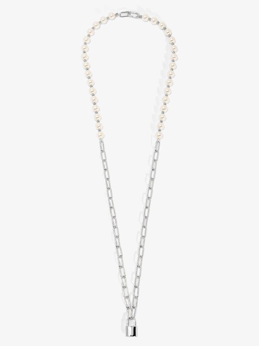 Convertible Pearl & Gold Lock Necklace
