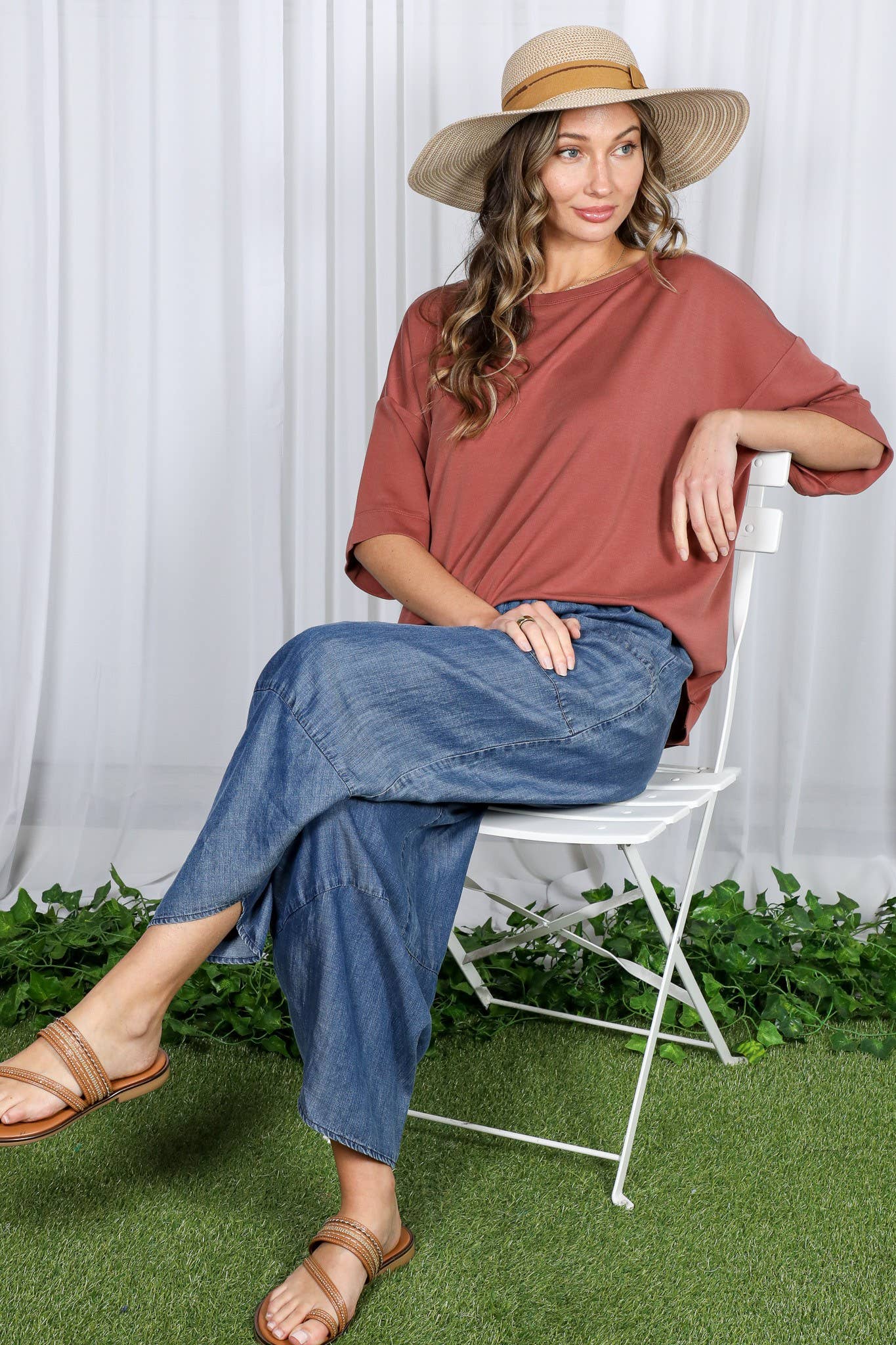 High-Waisted Chambray Barrel Pants | Relaxed Fit Women's Pants