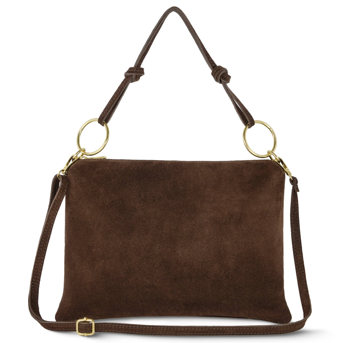 Italian Genuine Suede Shoulder Bag | Modena: Mocha Suede